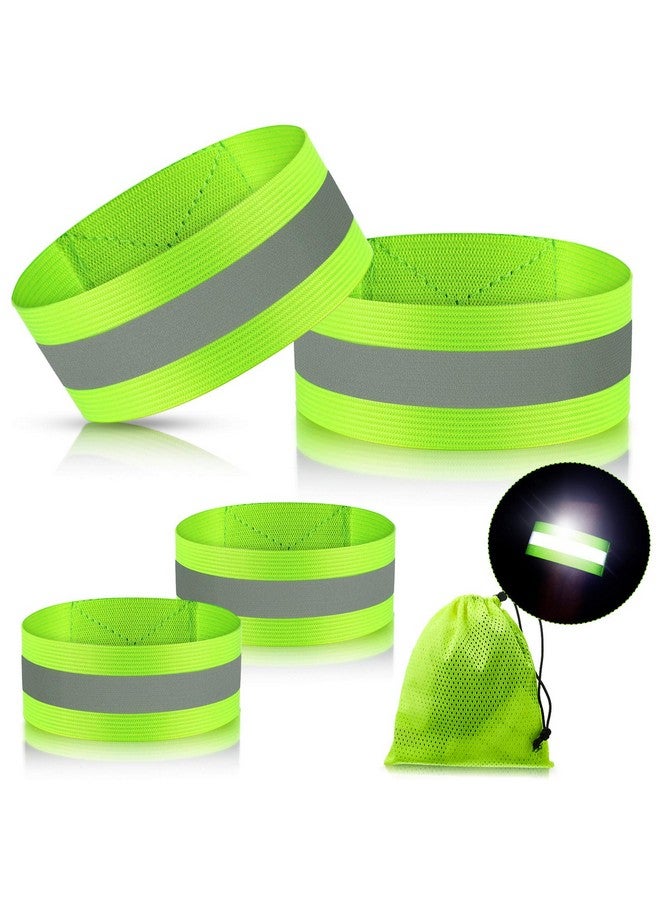 4 Pieces Reflective Bands High Visibility Reflector Bands Reflective Straps Tape Bracelets Reflective Running Gear For Women Men Running Cycling Walking Arm Wrist Ankle Leg