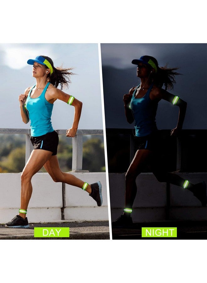 4 Pieces Reflective Bands High Visibility Reflector Bands Reflective Straps Tape Bracelets Reflective Running Gear For Women Men Running Cycling Walking Arm Wrist Ankle Leg