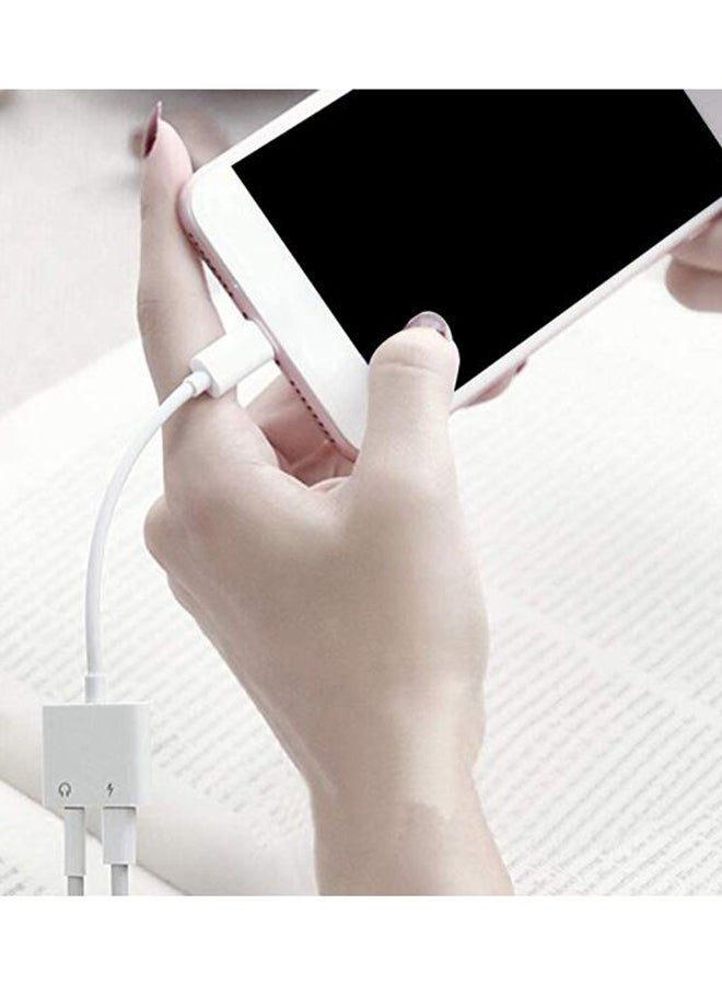 2-In-1 Lightning Audio And Charging Adapter Extension Cable White