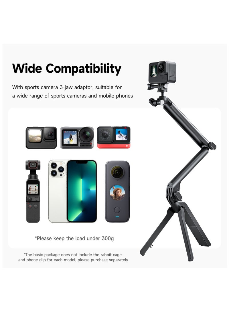 TELESIN 4 ways Selfie Stick with Tripod Hand Grip Pole for GoPro Hero Insta360 DJI Action Smart Phone Action Camera Accessories