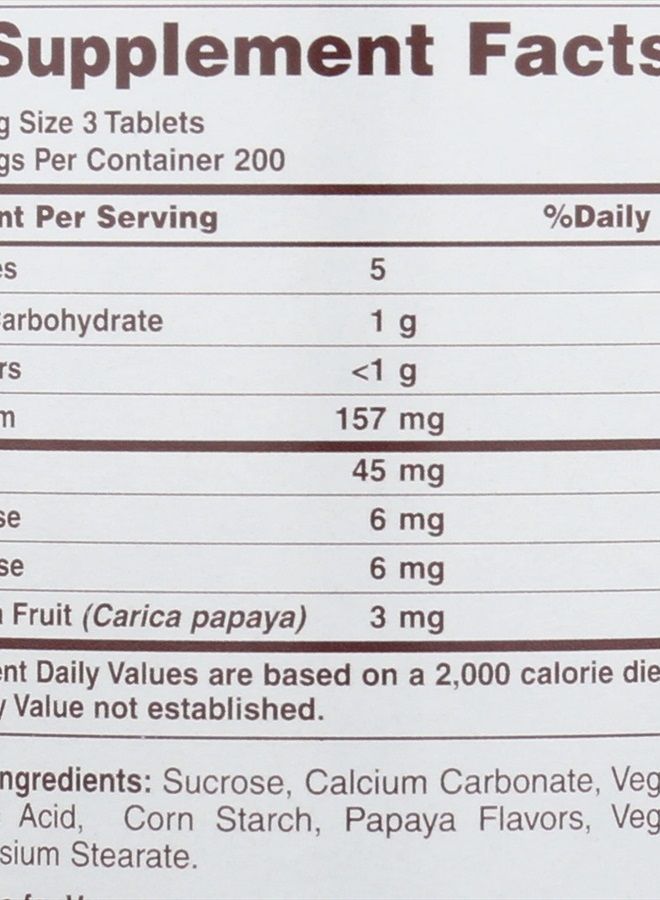 Papaya Enzyme;Original, 600 CT