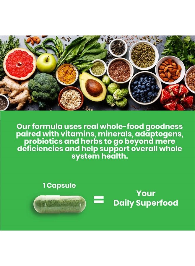 Earth's Blend Organic Multivitamin with Iron, Antioxidants, Vitamins A, B, C, D, K2, Probiotics, Adaptogens, Vegetarian, Non GMO, Gluten Free, 120 Capsules