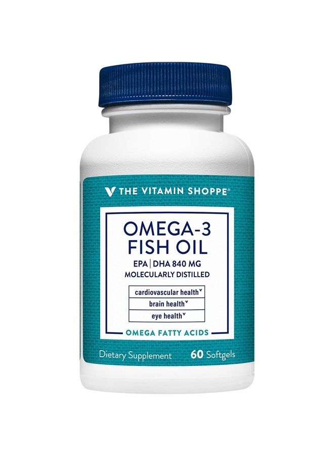 Omega 3 Fish Oil 1100mg, EPA 600mg & DHA 240mg, Purity Assured, Molecularly Distilled to Support Cardiovascular, Joint and Brain Health (60 Softgels)