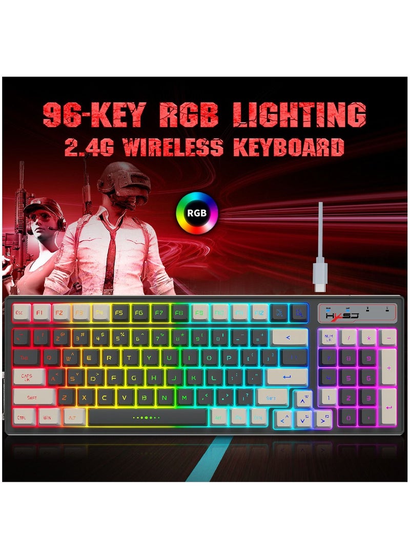 4-in-1 Gaming Keyboard Mouse Combo 96 Keys Rainbow Backlit Mechanical Keyboard. RGB Backlit 3600 DPI Lightweight Gaming Mouse  3.5mm Gaming Stereo Headset For Pc Laptop Computer Black