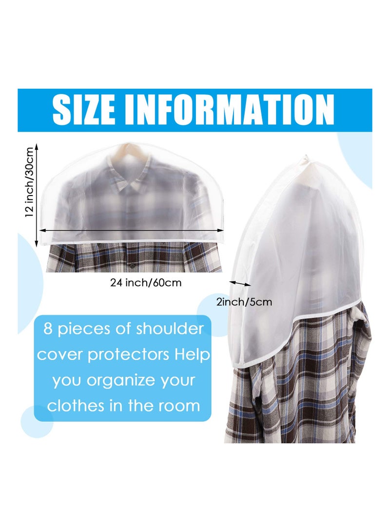 8 Pcs Plastic Clothing Shoulder Covers, Gusseted Clear Shoulder Covers for Hanging Clothes Shoulder Covers Plastic Shoulder Hanger Covers Clear Garment Breathable Bag for Jacket Clothing Coat Dress