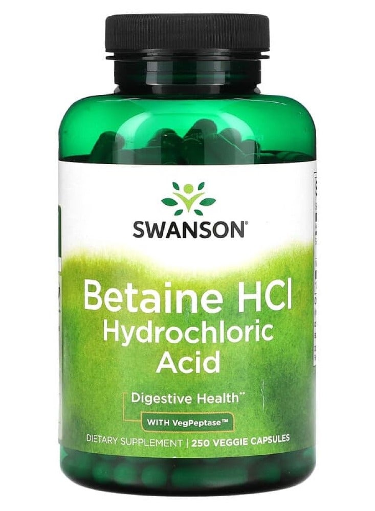 Betaine Hcl Hydrochloric Acid with Vegpeptase 250 Veg Caps