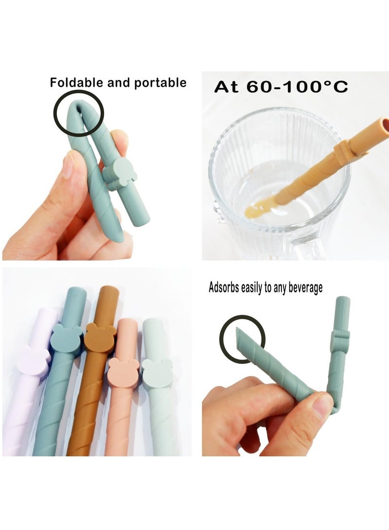 Reusable Silicone Straws, Dish Washer Safe, BPA Free, Snap Straw Openable Design, for Smoothies, Shakes, Drinks, Hot and Cold Compatible, 10 Pcs 6.8 inch