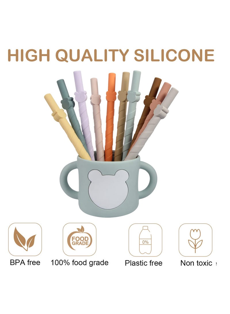 Reusable Silicone Straws, Dish Washer Safe, BPA Free, Snap Straw Openable Design, for Smoothies, Shakes, Drinks, Hot and Cold Compatible, 10 Pcs 6.8 inch