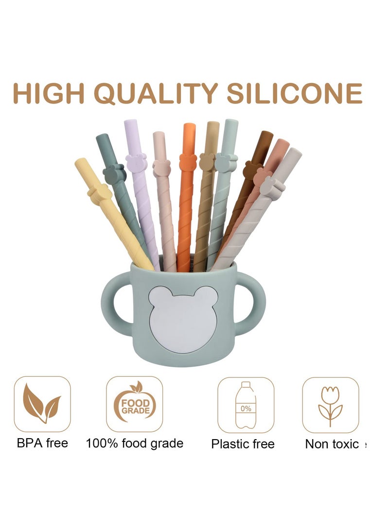 Reusable Silicone Straws, Dishwasher safe, BPA Free, Snap Straw-Openable Design, for smoothies, shakes, drinks, Hot and Cold Compatible, 10 PCS 6.8 inch
