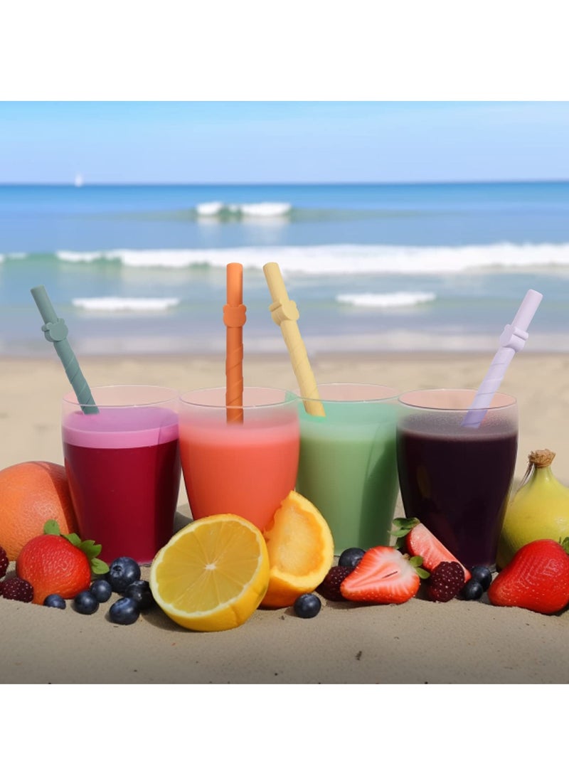 Reusable Silicone Straws, Dishwasher safe, BPA Free, Snap Straw-Openable Design, for smoothies, shakes, drinks, Hot and Cold Compatible, 10 PCS 6.8 inch