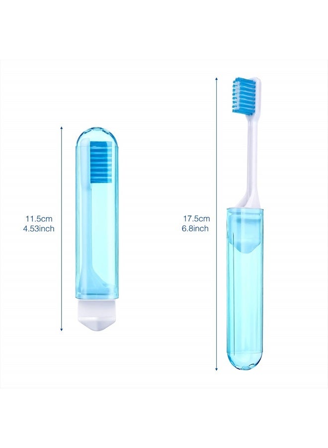 Travel Toothbrush Bulk Folding Mini Toothbrush with Toothbrush Case Soft Potable Travel Size Toothbrush Individually Wrapped Small Toothbrush for Travel Camping School(Bright Color, 4 Pieces)