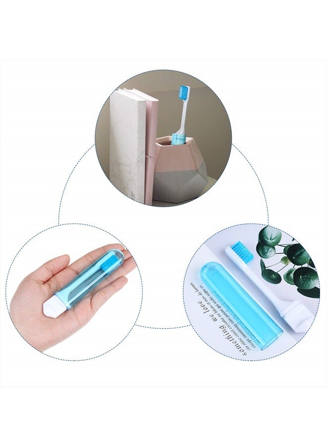 Travel Toothbrush Bulk Folding Mini Toothbrush with Toothbrush Case Soft Potable Travel Size Toothbrush Individually Wrapped Small Toothbrush for Travel Camping School(Bright Color, 4 Pieces)