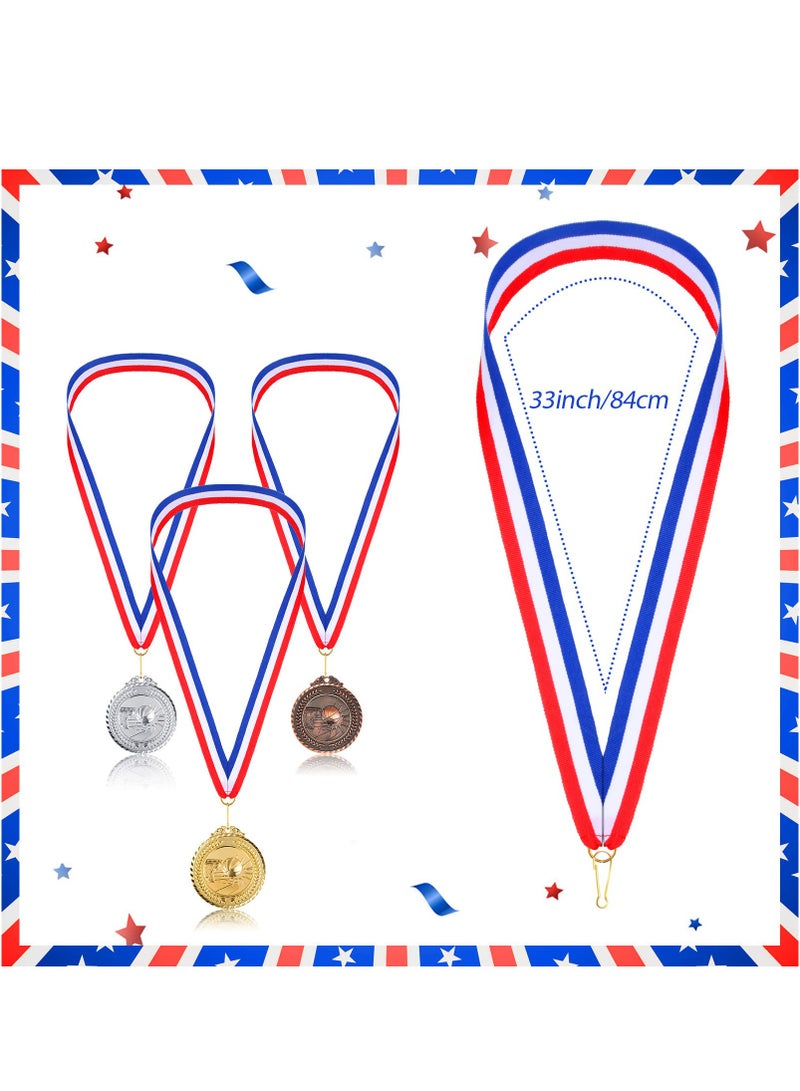 50PCS Medal Award Neck Ribbons with Snap Clips, Striped Medal Lanyards for Competitions, Sports Meetings, Sports Party, Relay Races