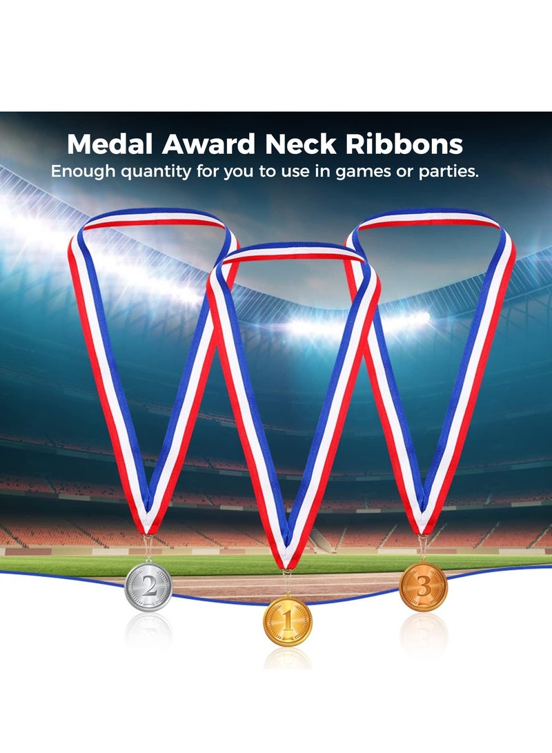 50PCS Medal Award Neck Ribbons with Snap Clips, Striped Medal Lanyards for Competitions, Sports Meetings, Sports Party, Relay Races