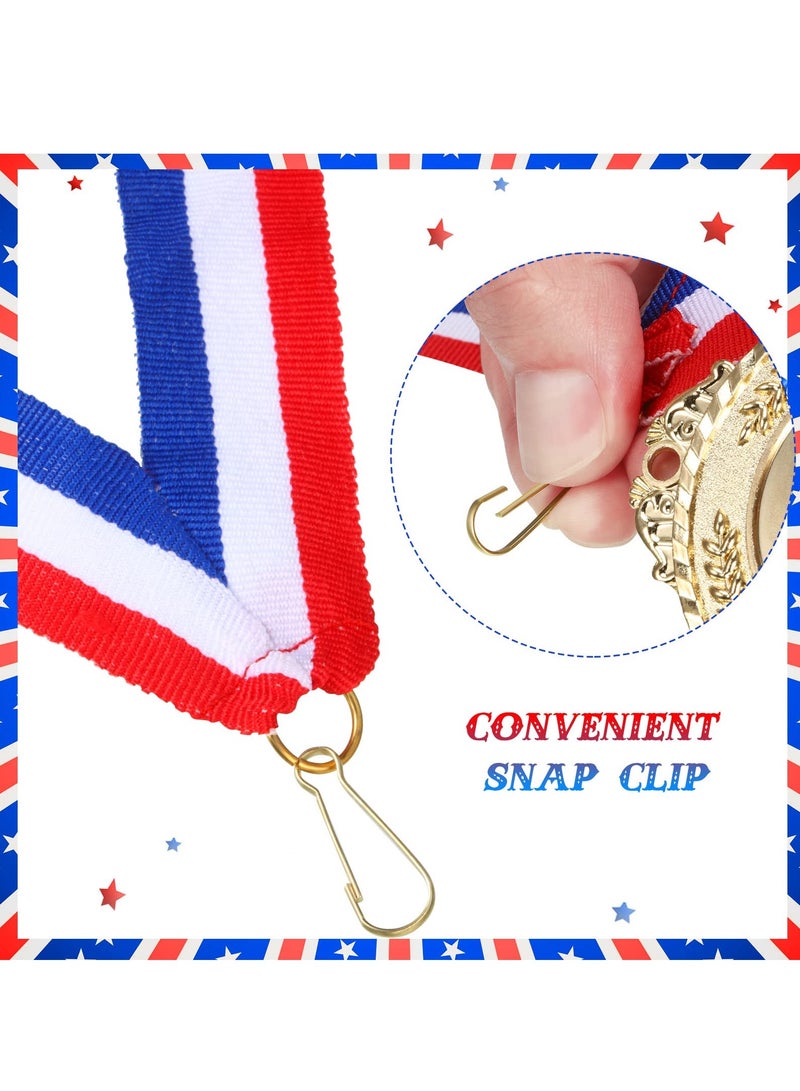 50PCS Medal Award Neck Ribbons with Snap Clips, Striped Medal Lanyards for Competitions, Sports Meetings, Sports Party, Relay Races