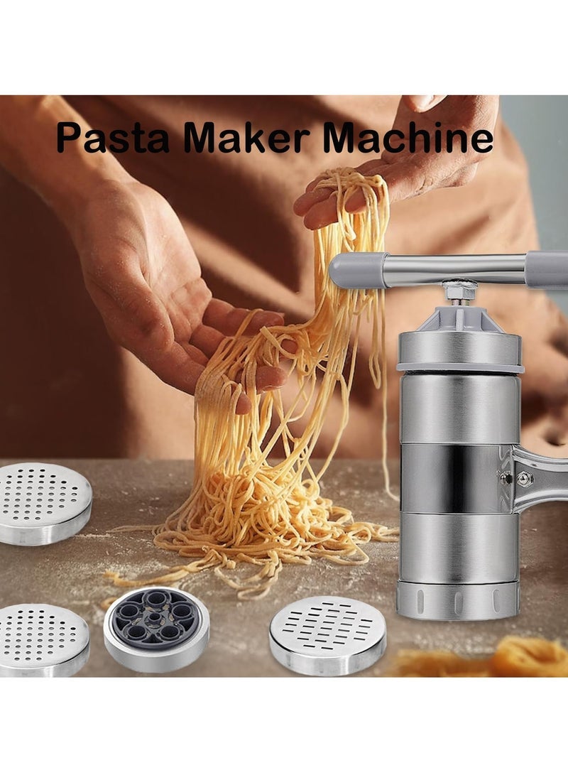 Maker Noodle Maker with 6 Mould Manual Pasta Machine Stainless Steel Ramen Noodle Press Spaghetti Maker Portable Pasta Machine Tools Suitable for Travel Picnic Camping Home