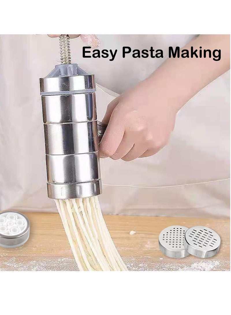 Maker Noodle Maker with 6 Mould Manual Pasta Machine Stainless Steel Ramen Noodle Press Spaghetti Maker Portable Pasta Machine Tools Suitable for Travel Picnic Camping Home