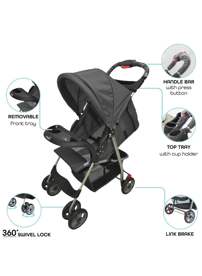 Easy  One Hand Fold Stroller, Multi-Postion Reclining Seat For Infant - Grey