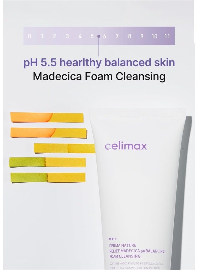 Derma Nature Relief Madecica pH Balancing Foam Cleansing | Foaming Face Wash Cleanser, Hydrating, Soothing, Moisturizing, 150ml