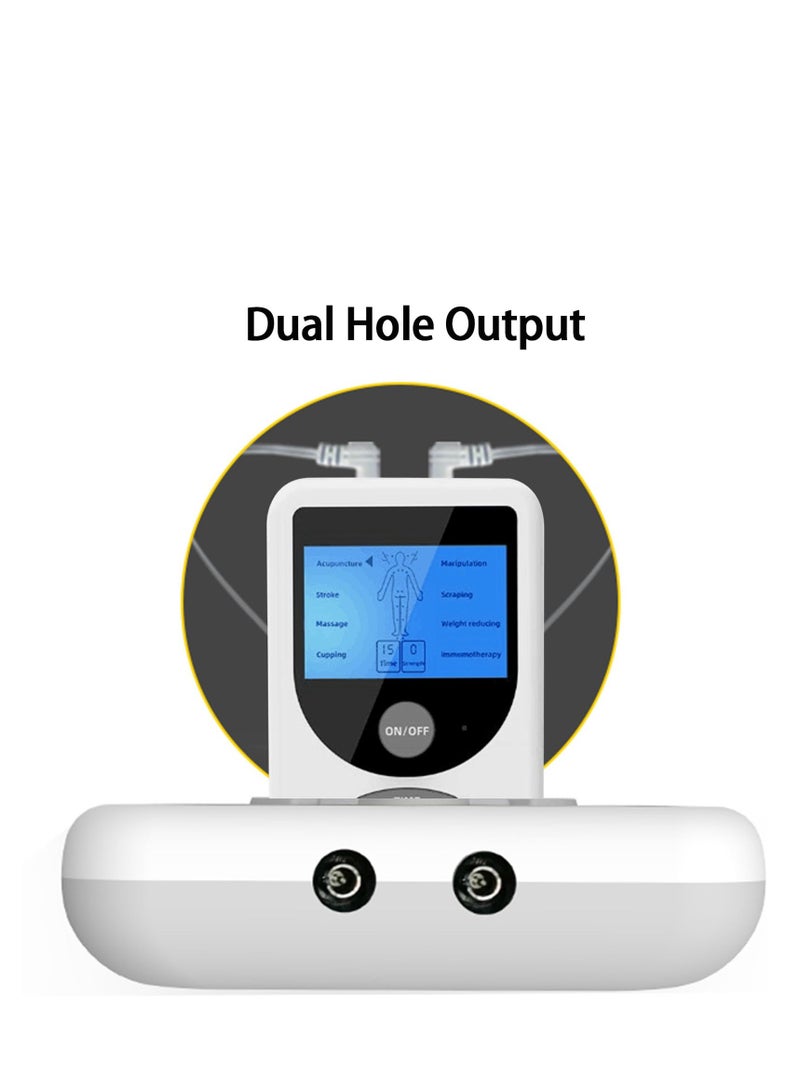 TENS Machine, Rechargeable TENS Machine Muscle Stimulator for Back, Neck, Muscle and Joint Pain, Portable EMS Body Acupuncture Massage Machine with 8 Massage Modes, 4 Patches (White-2)
