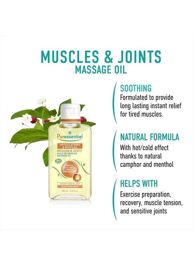 Muscle Relaxing Organic Massage Oil with Arnica and Wintergreen - Aromatherapy Oil for Muscle Tension - Plant Based - Revive Sore, Tired Joints and Body Aches - 3.5 Oz