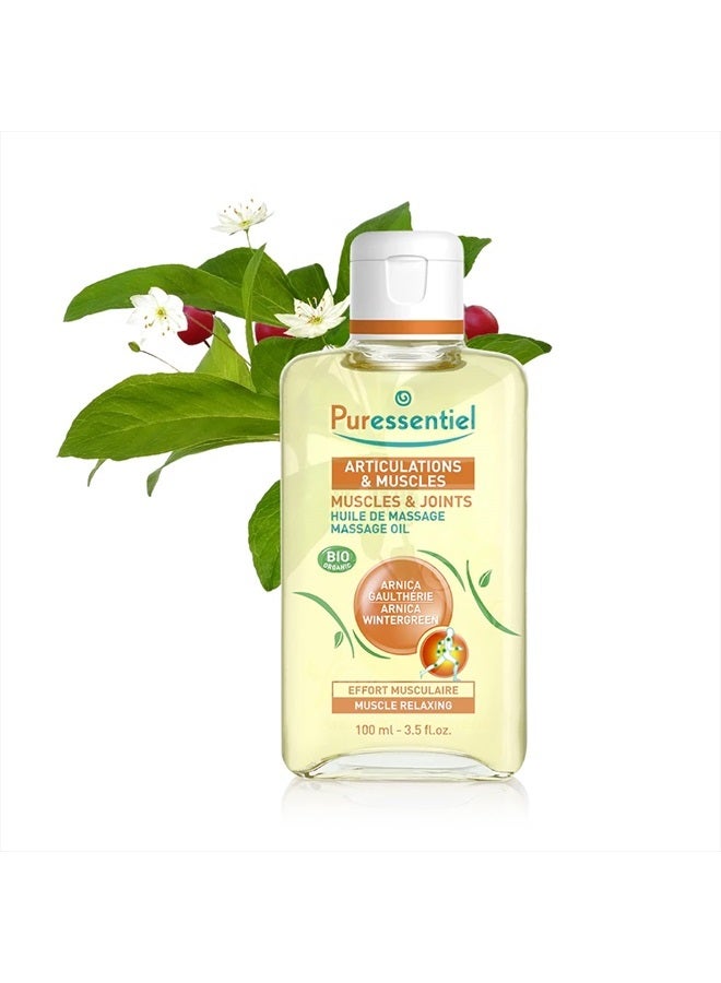 Muscle Relaxing Organic Massage Oil with Arnica and Wintergreen - Aromatherapy Oil for Muscle Tension - Plant Based - Revive Sore, Tired Joints and Body Aches - 3.5 Oz