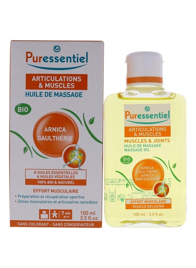 Muscle Relaxing Organic Massage Oil with Arnica and Wintergreen - Aromatherapy Oil for Muscle Tension - Plant Based - Revive Sore, Tired Joints and Body Aches - 3.5 Oz