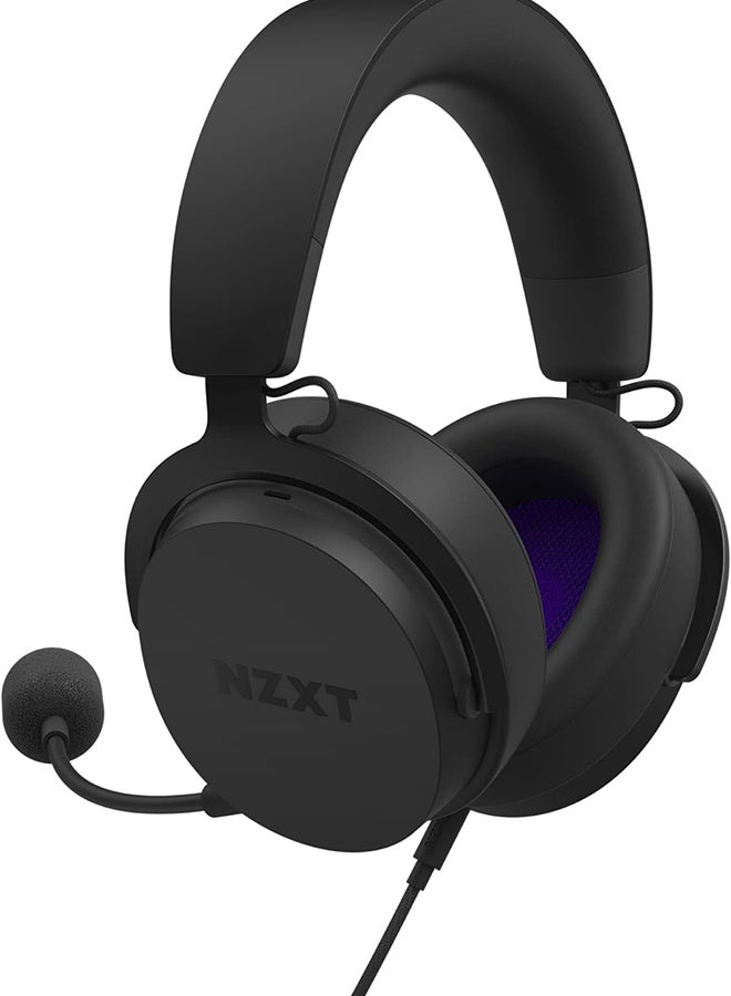 NZXT Relay Wired PC Gaming Headset - Hi-Res Audio Certified - DTS Headphone:X - 7.1 Surround Sound - Lightweight & Comfortable Design - Detachable Microphone - CAM Software - Black