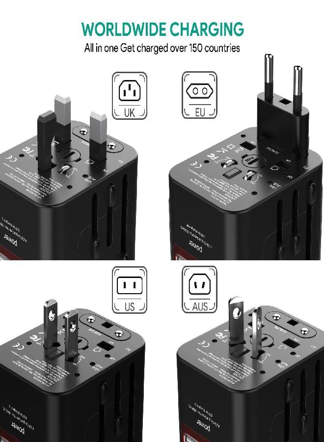 JOOMFEEN Universal Travel Power Adapter Worldwide(Black)