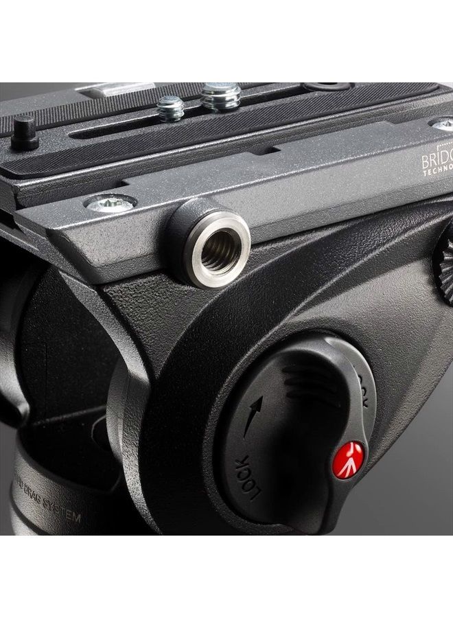 MVH500AH, Lightweight Fluid Video Head with Flat Base, Sliding Plate for Rapid Camera Connection, Supports Multiple Tripods