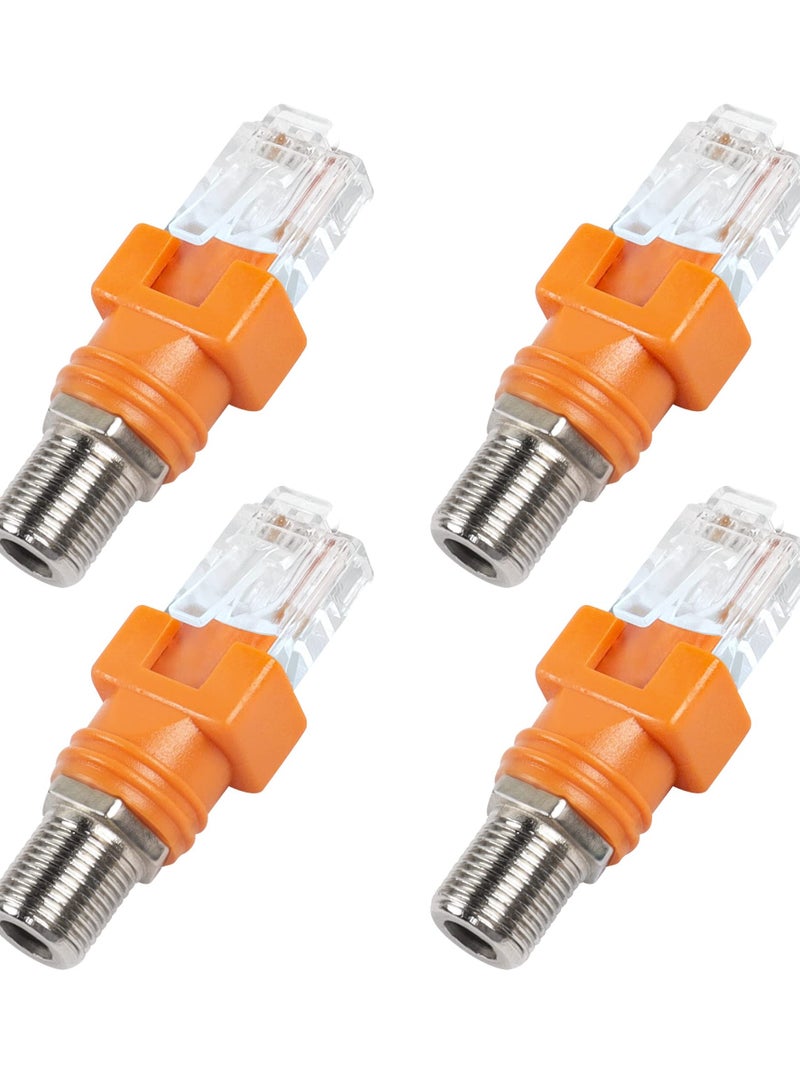 RF to RJ45 Converter, Coaxial to Ethernet Adapter, F Female to RJ45 Male Barrel Couplers, Straight Connector for Line Tester, 4PCS