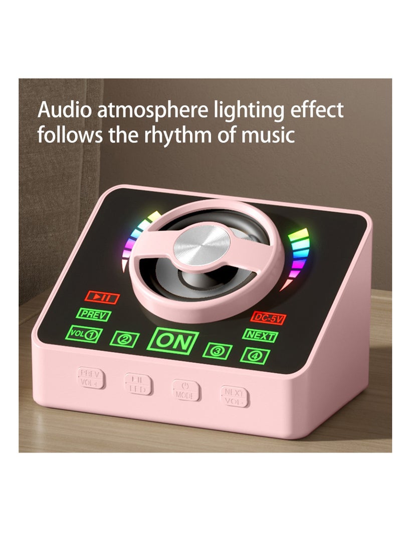 Karaoke Machine Portable Bluetooth Speaker System With 1 Wireless Microphones Home Family Singing Speaker Pink -Coloured
