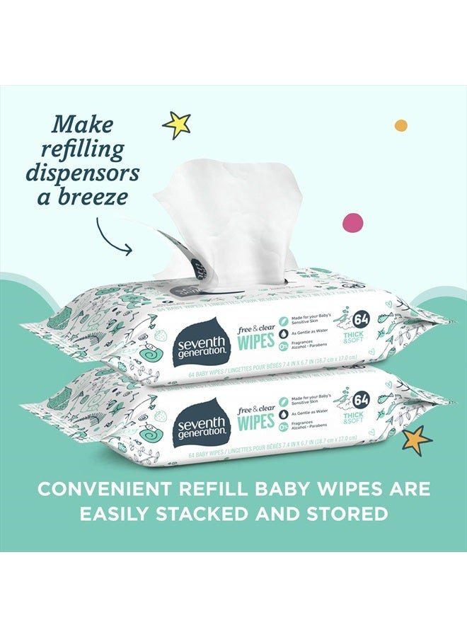 , Baby Wipes, Unscented and Sensitive, 64 Count (Pack of 2)