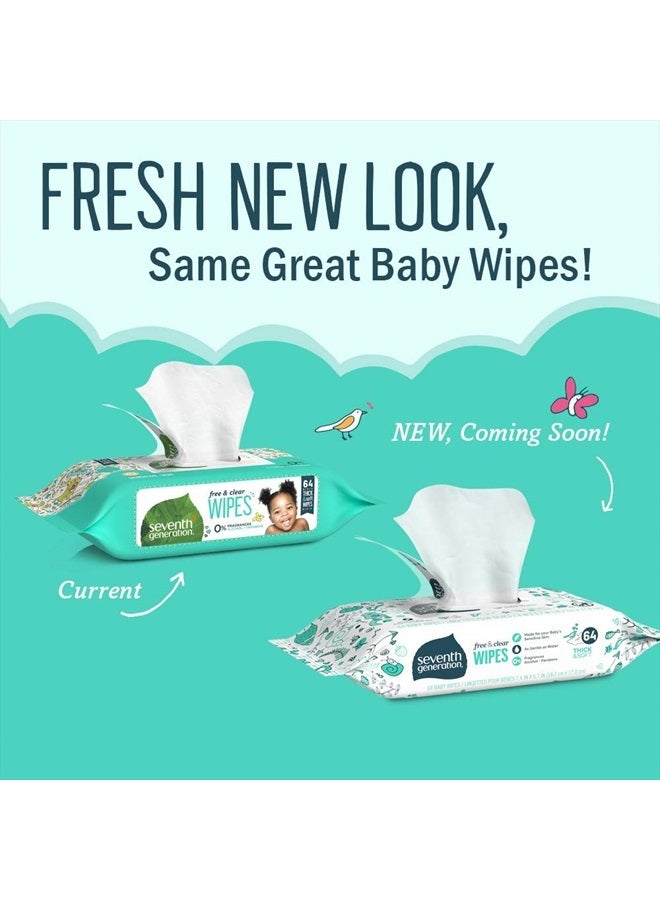 , Baby Wipes, Unscented and Sensitive, 64 Count (Pack of 2)