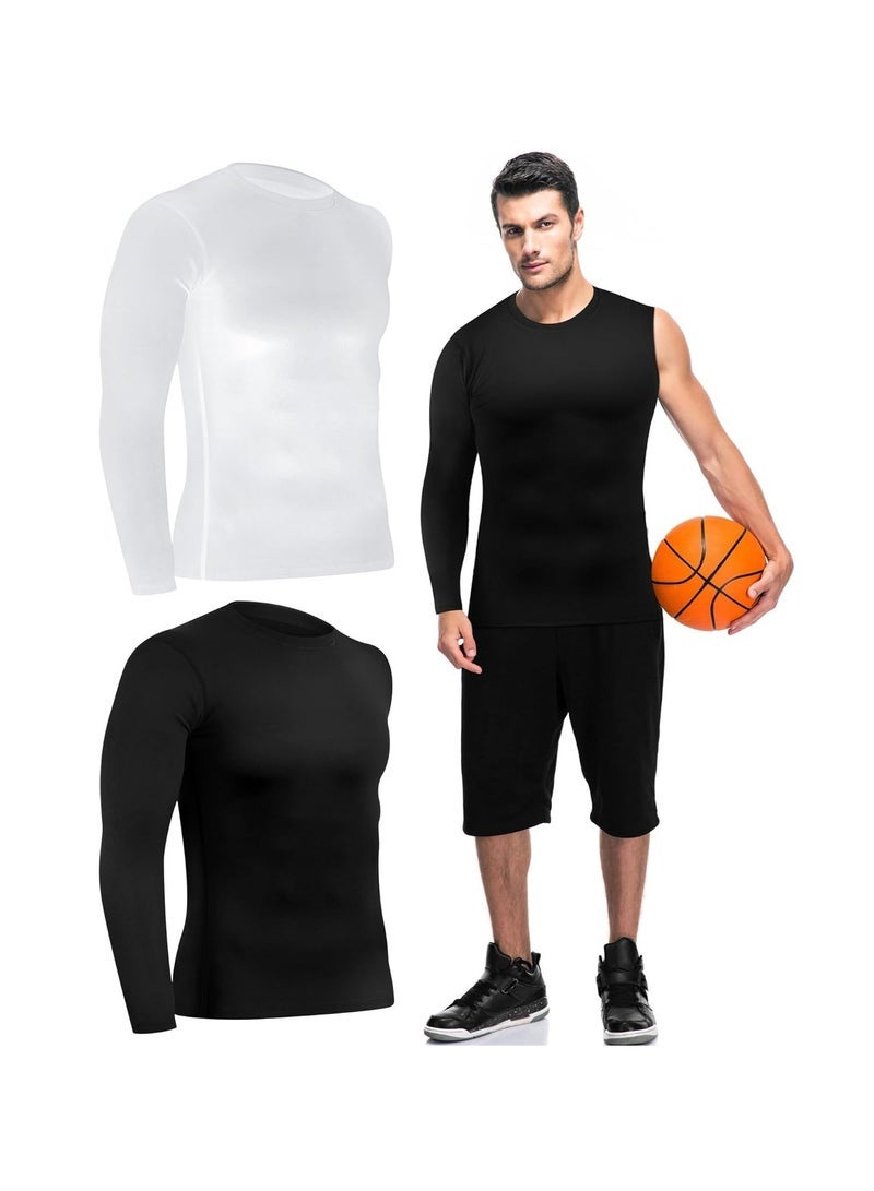 Pcs Compression Shirts for Men Long Sleeve, Quick Dry Mens Single Sleeve Compression Shirts, 1/2 Single Arm Athletic Base Layer Undershirt Gear