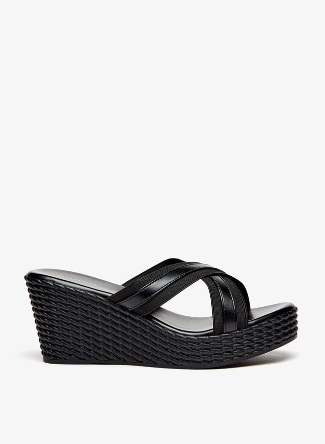 Women Solid Criss Cross Slip-On Sandals