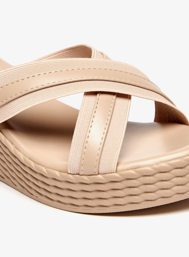 Women Solid Criss Cross Slip-On Sandals