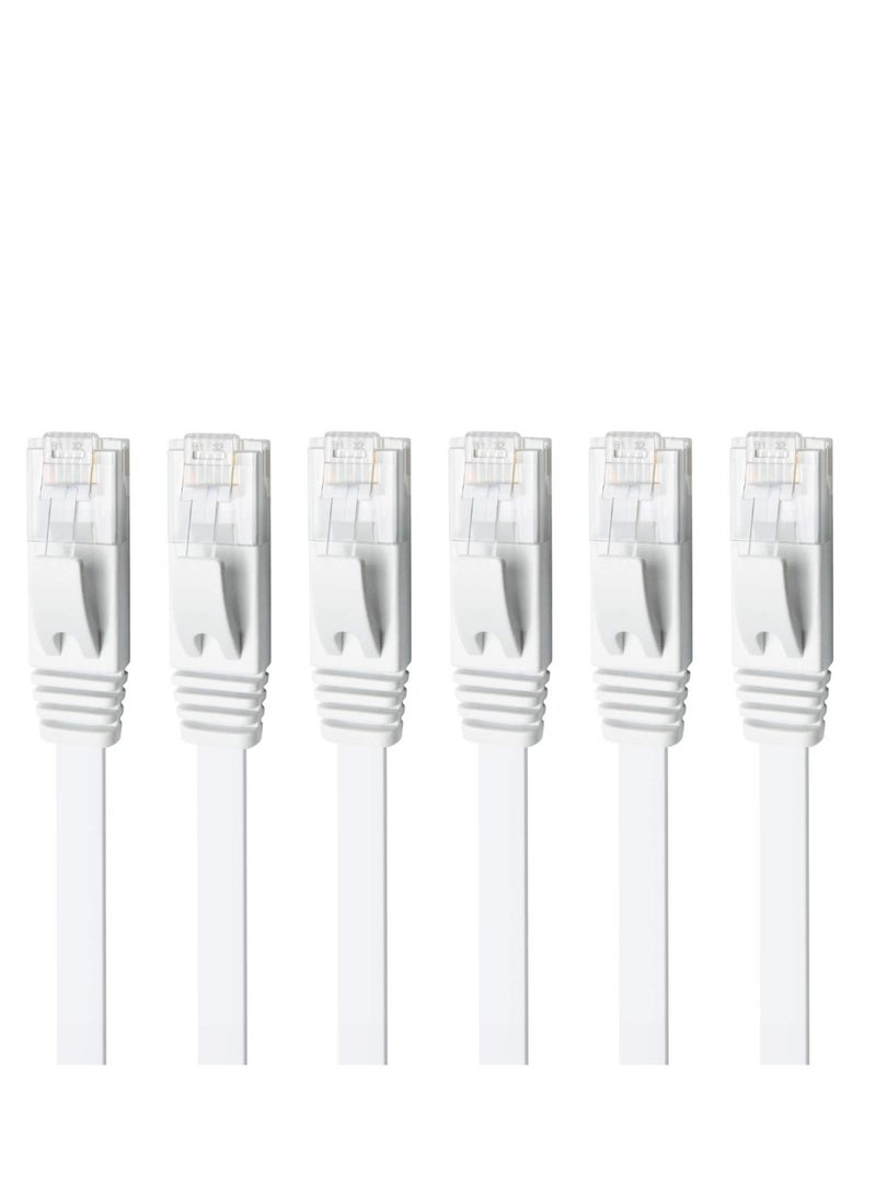 6 Ethernet Cable, 6 Pack 3ft High Speed Solid Flat CAT6 Gigabit Internet Network LAN Patch Cords, Bare Copper Snagless RJ45 Connector for Modem, Router, Computer