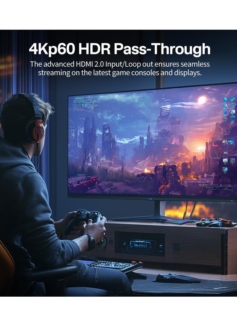 Card 4K@60Hz 1080p@240Hz 4K@30Hz 1080p@120Hz Pass Through Capture Card for Streaming and Gaming USB3.0 Video Capture Card for Xbox x s One, PS5 4 Switch Windows Mac HDR 10 and VRR Support