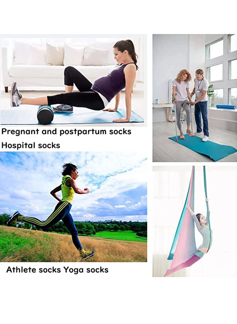 Non Slip Socks Women Fashion All Season Socks Sports Casual Simple Striped Colors for Pilates Yoga Barre Ballet Dance Fitness Football Hospital  Mid-Tube Socks Free Size 3-Pair