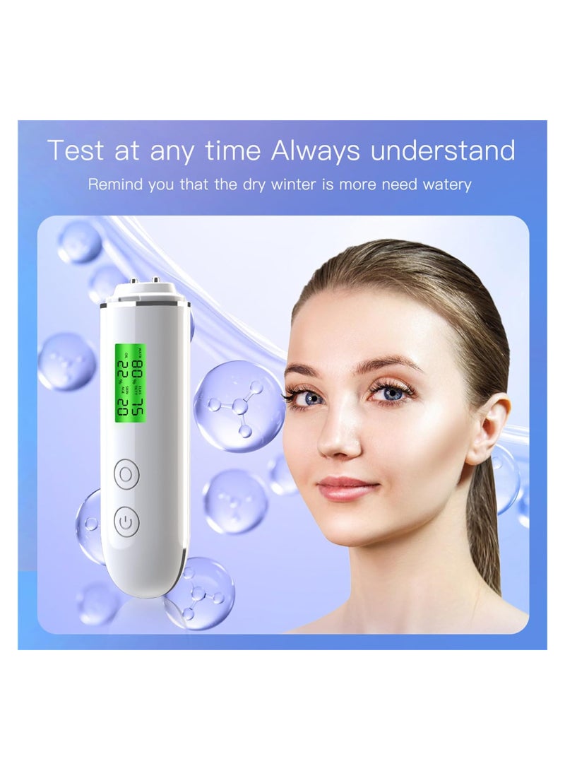 Skin Moisture Analyzer, Skin Oil Content Analyzer, LCD Digital Precision Skin Oil Content Analyzer, Portable Skin Detector Pen, for Home Beauty Salon SPA, Moisture Tester Skin Monitor Detector