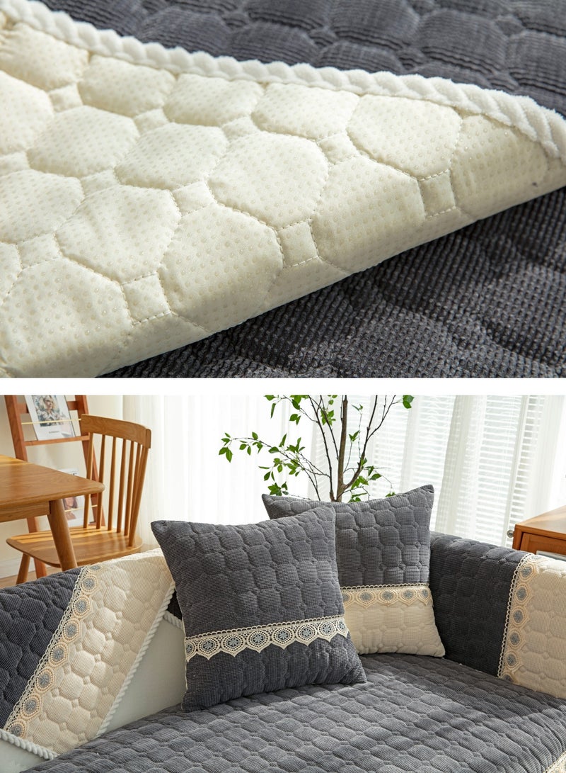 Sofa Slipcover Sofa Cover 4 Seater Four Seasons Corduroy Sofa Seat Cushion Thick Sofa Protector Anti-slip 110*240CM