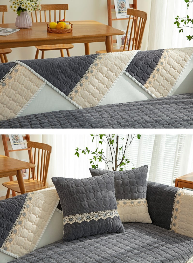 Sofa Slipcover Sofa Cover 4 Seater Four Seasons Corduroy Sofa Seat Cushion Thick Sofa Protector Anti-slip 110*240CM