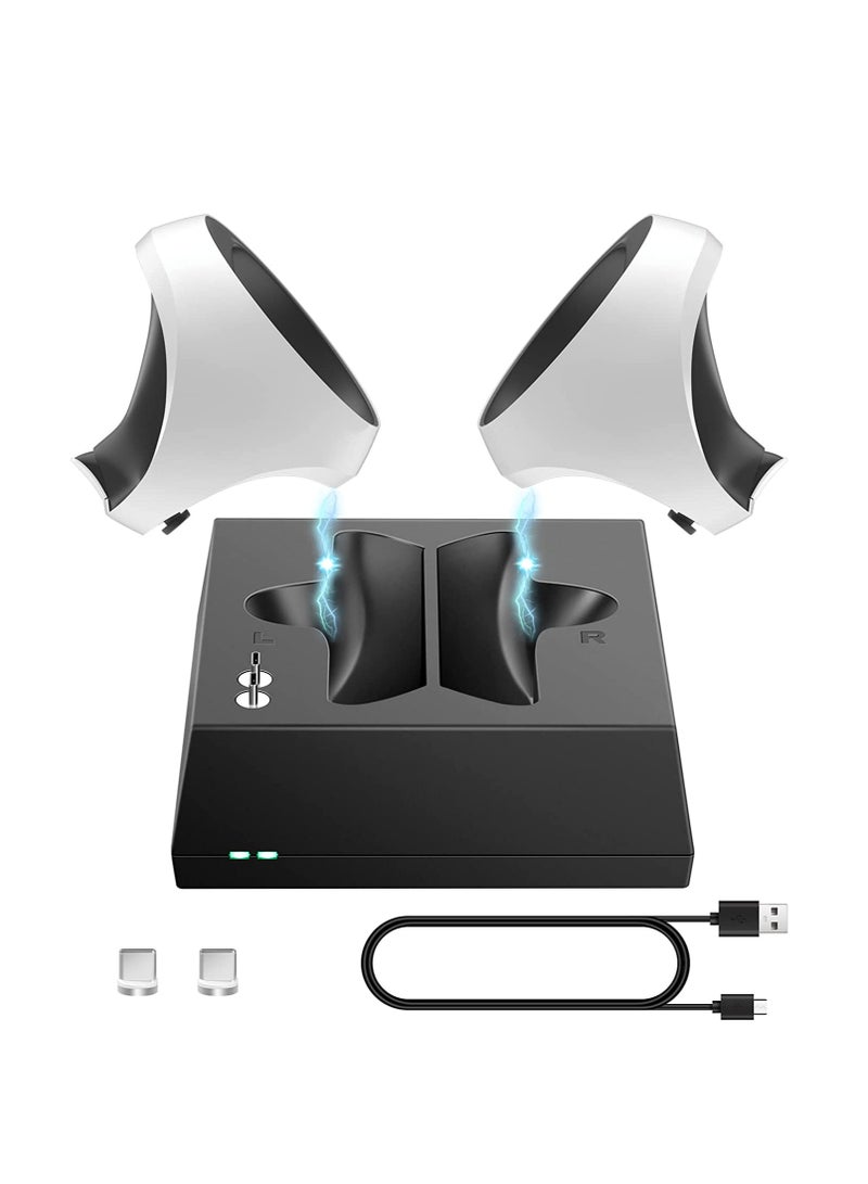 VR Charging Stand Compatible with PS VR2 Controller Accessories Fast Type-C Magnetic Wireless Charging Station 2 Charge Heads with LED Indicator