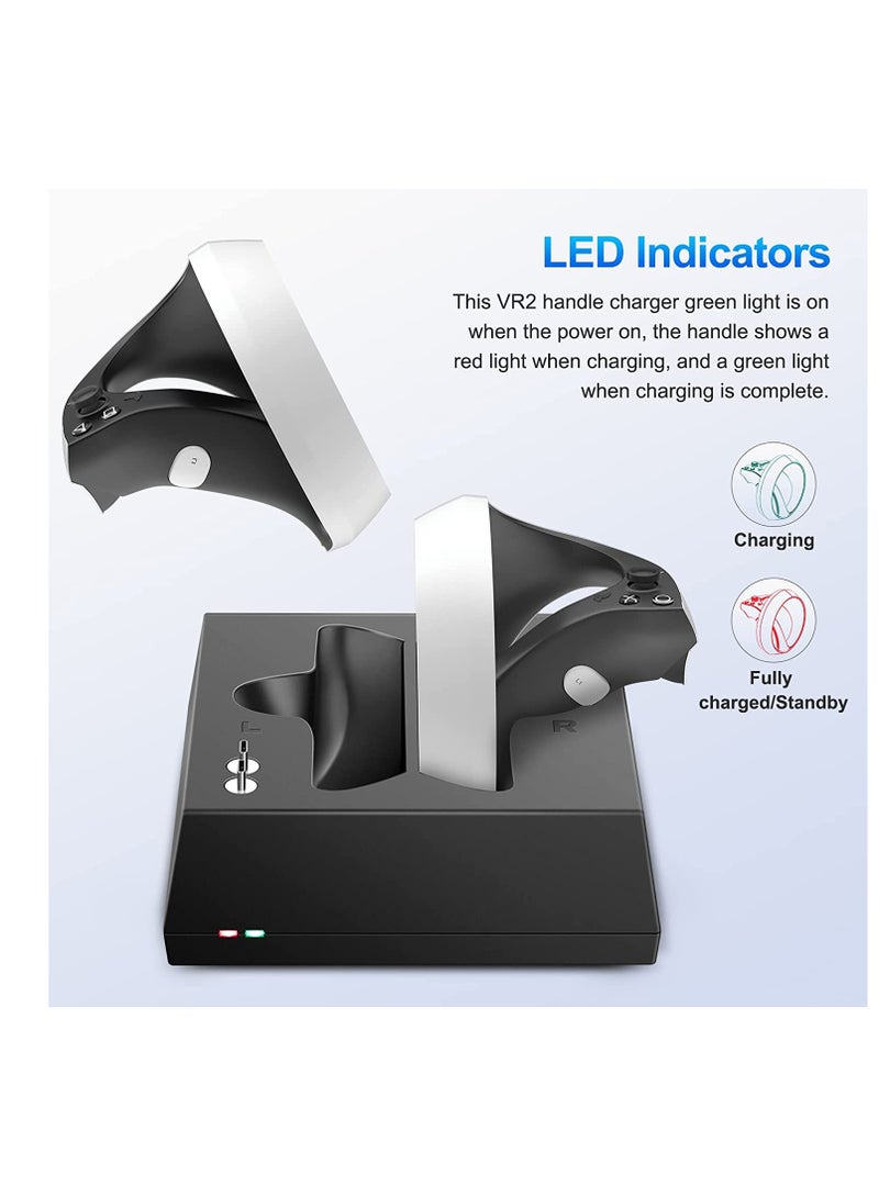 VR Charging Stand Compatible with PS VR2 Controller Accessories Fast Type-C Magnetic Wireless Charging Station 2 Charge Heads with LED Indicator