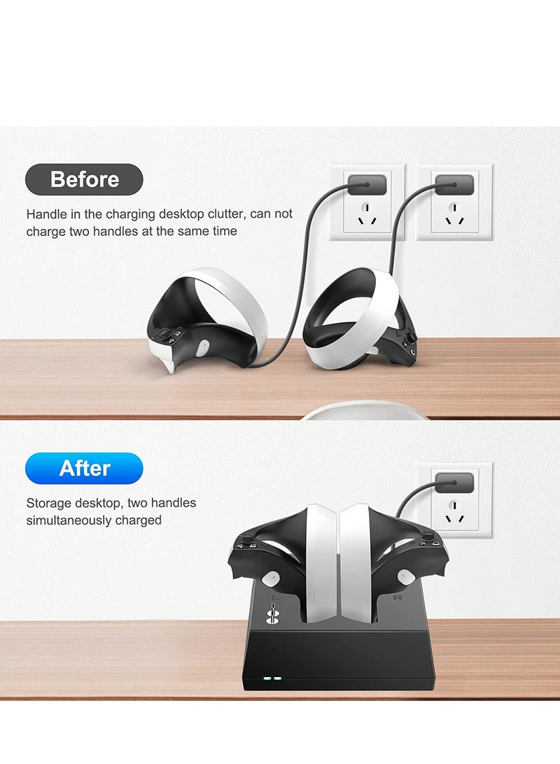 VR Charging Stand Compatible with PS VR2 Controller Accessories Fast Type-C Magnetic Wireless Charging Station 2 Charge Heads with LED Indicator