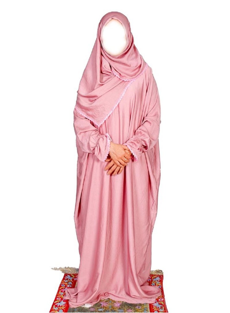 Prayer dresses Lace Sleeves by Nashwa.Boutique (Pink)