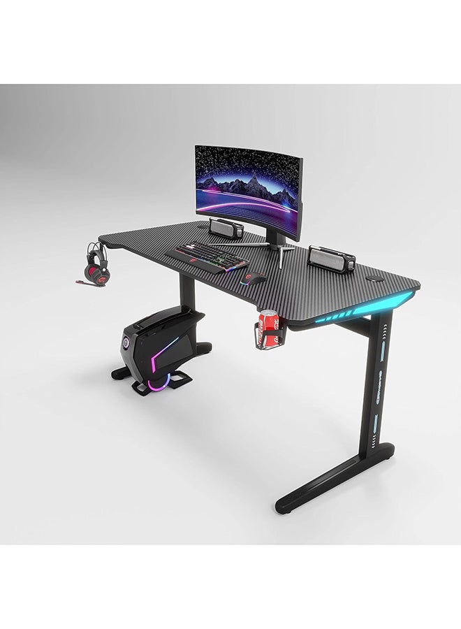 (Maf-D209)-Gaming The Table Desk With Led Lights, 120Cm Pc Computer Desk, K Form Gaming Home And Office Computer Desk Desk With Handle Rack, Cup Holder, And Headphone Hook (Black, 120X60X74) By Maf