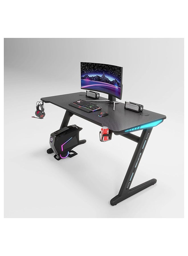 Maf Gaming Desk 120 * 60Cm Black, Carbon Fiber Surface Cup Rack And Headphone Hook, Orthopedic Gamer Computer Desk Computer-Maf-L211