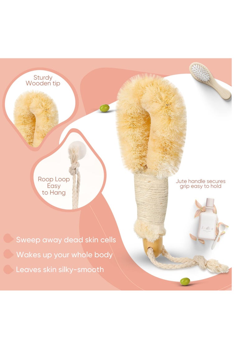 Dry Brushing Body Brush, Skin Exfoliating Body Scrub Brush, Body Scrubber Brush, Sisal Brush with Naturals Fibers for Skin Care, Exfoliates Skin 2PCS